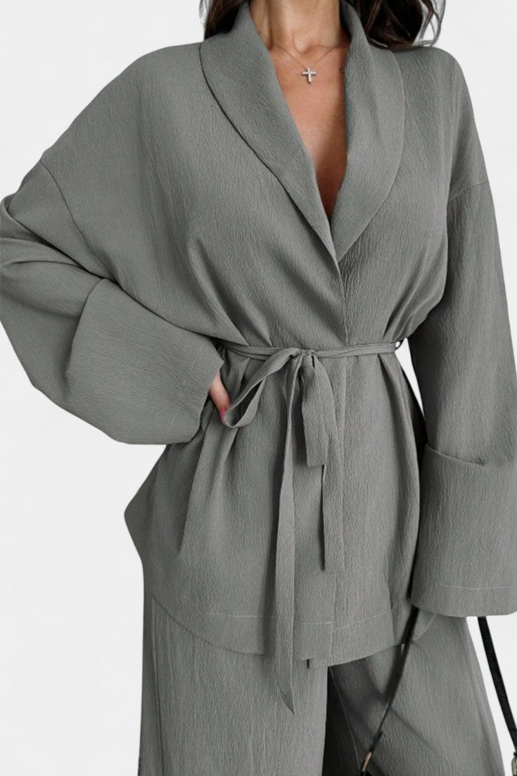 Amy V-Neck Blazer and Flared Pants Set