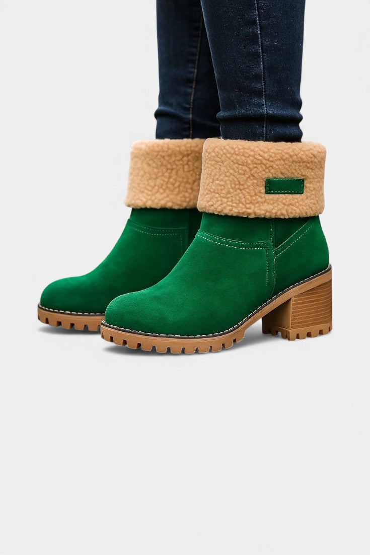 Luise Sienna Faux Fur Block Heel Ankle Boots