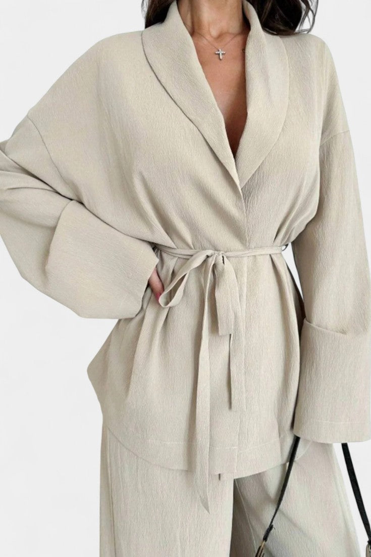 Amy V-Neck Blazer and Flared Pants Set