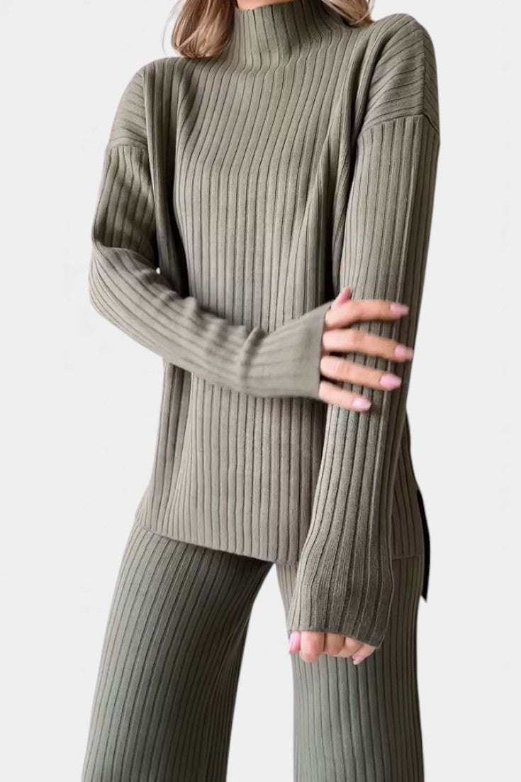 Florisse Stylish Casual Knit Set with Side Slit