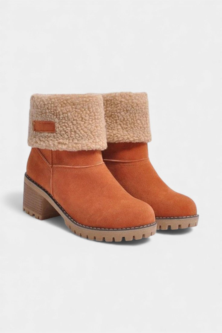 Luise Sienna Faux Fur Block Heel Ankle Boots