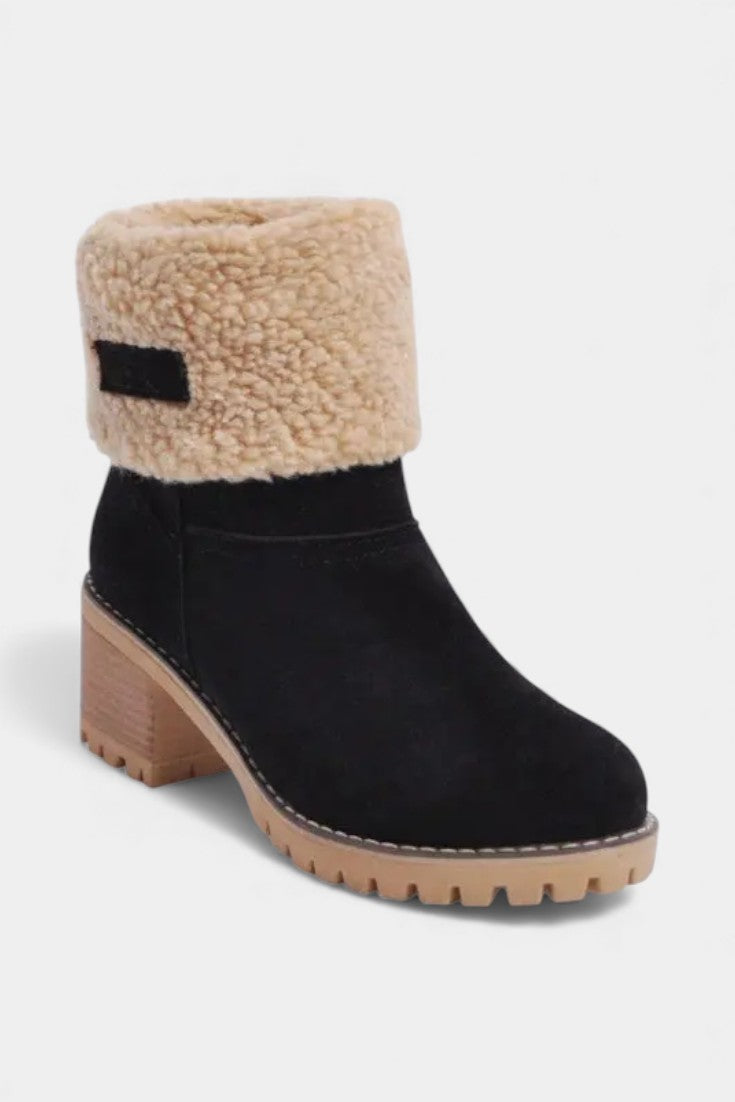 Luise Sienna Faux Fur Block Heel Ankle Boots