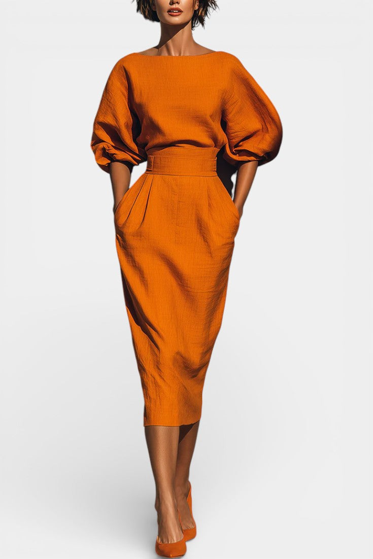 Soizic Structured Top and Midi Skirt Two-Piece Set