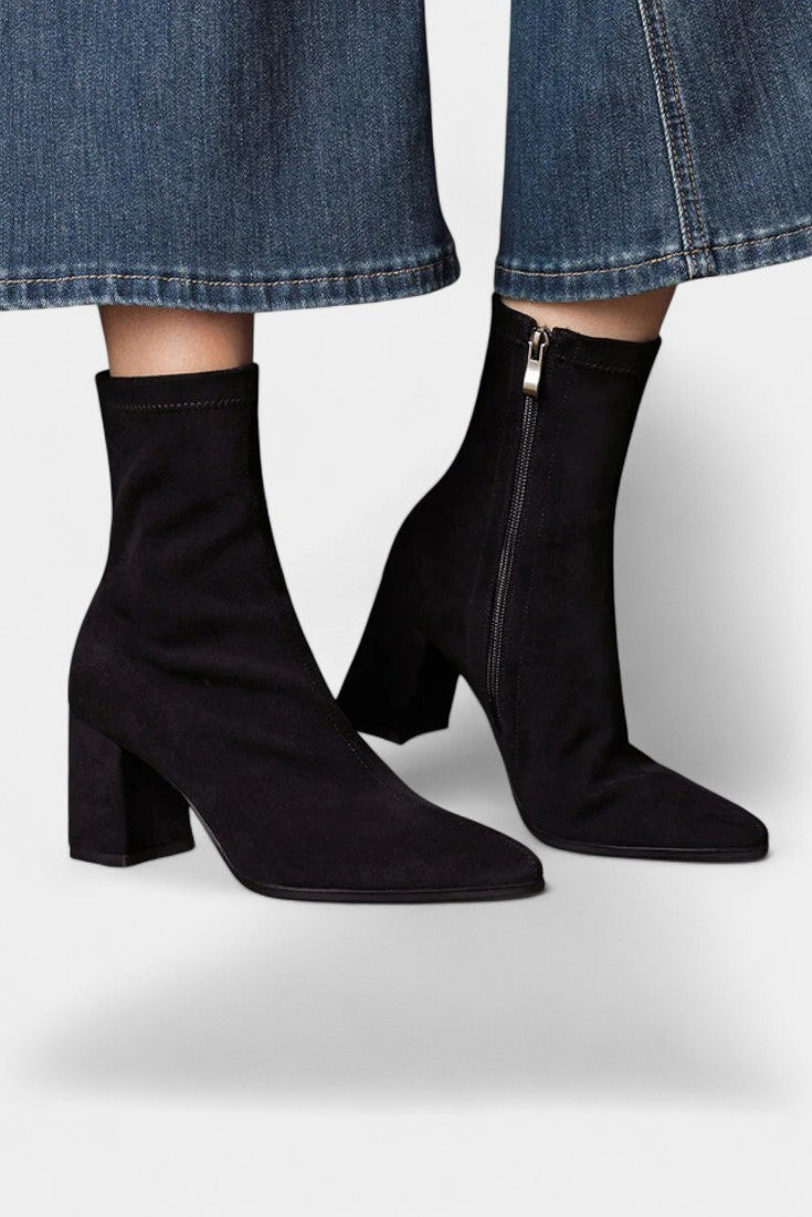 Célie Pointed Toe Ankle Boots with Block Heel