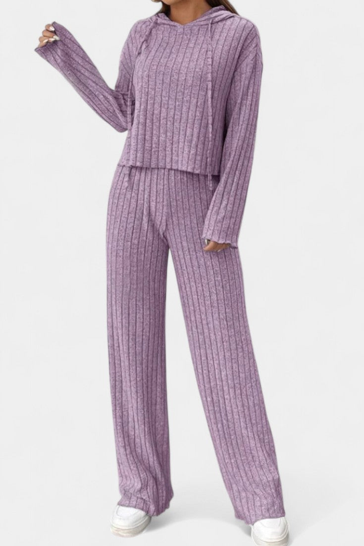Federica Striped Knit Hoodie and Pants Set