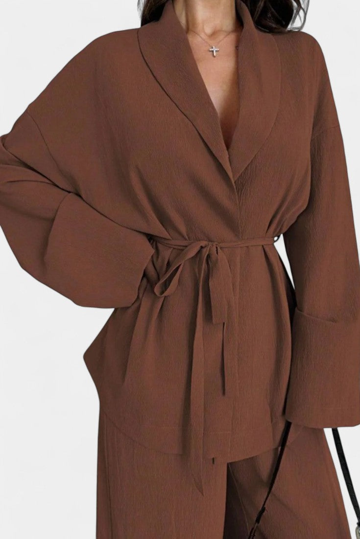 Amy V-Neck Blazer and Flared Pants Set