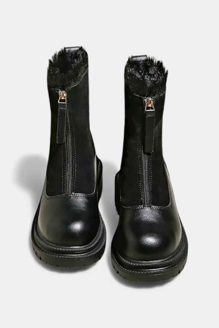 Gertrud Cleated Sole Boots with Faux Fur Trim