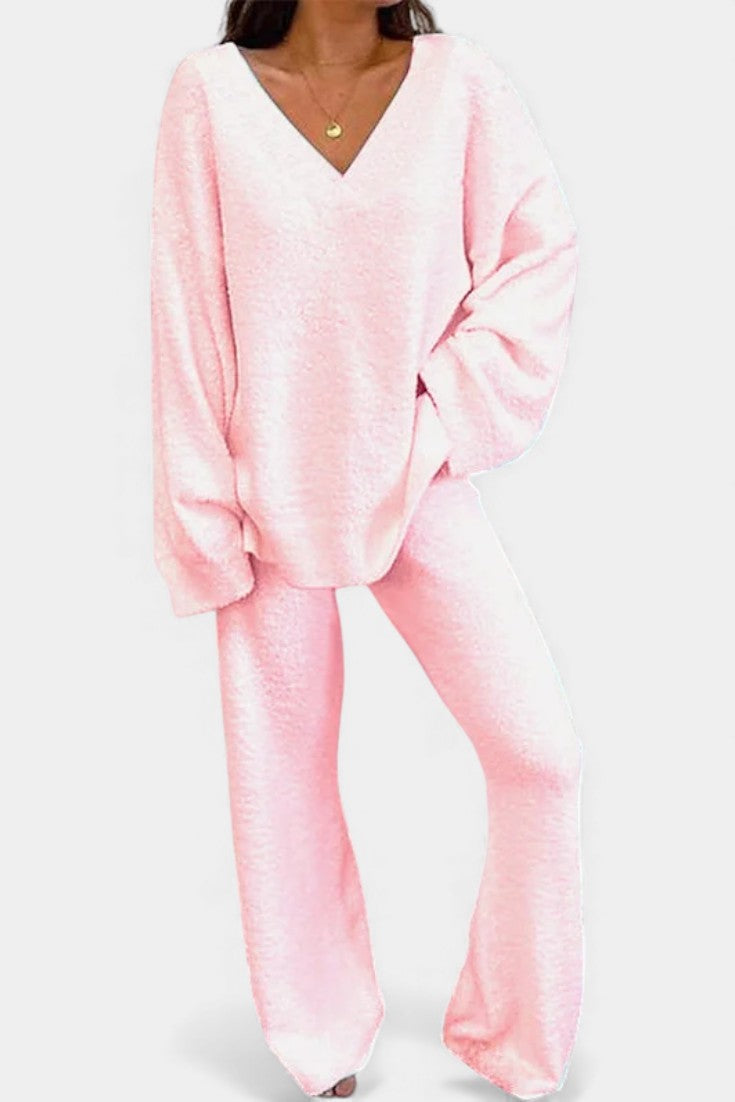 Siléale Cozy V-Neck Two-Piece Daily Outfit