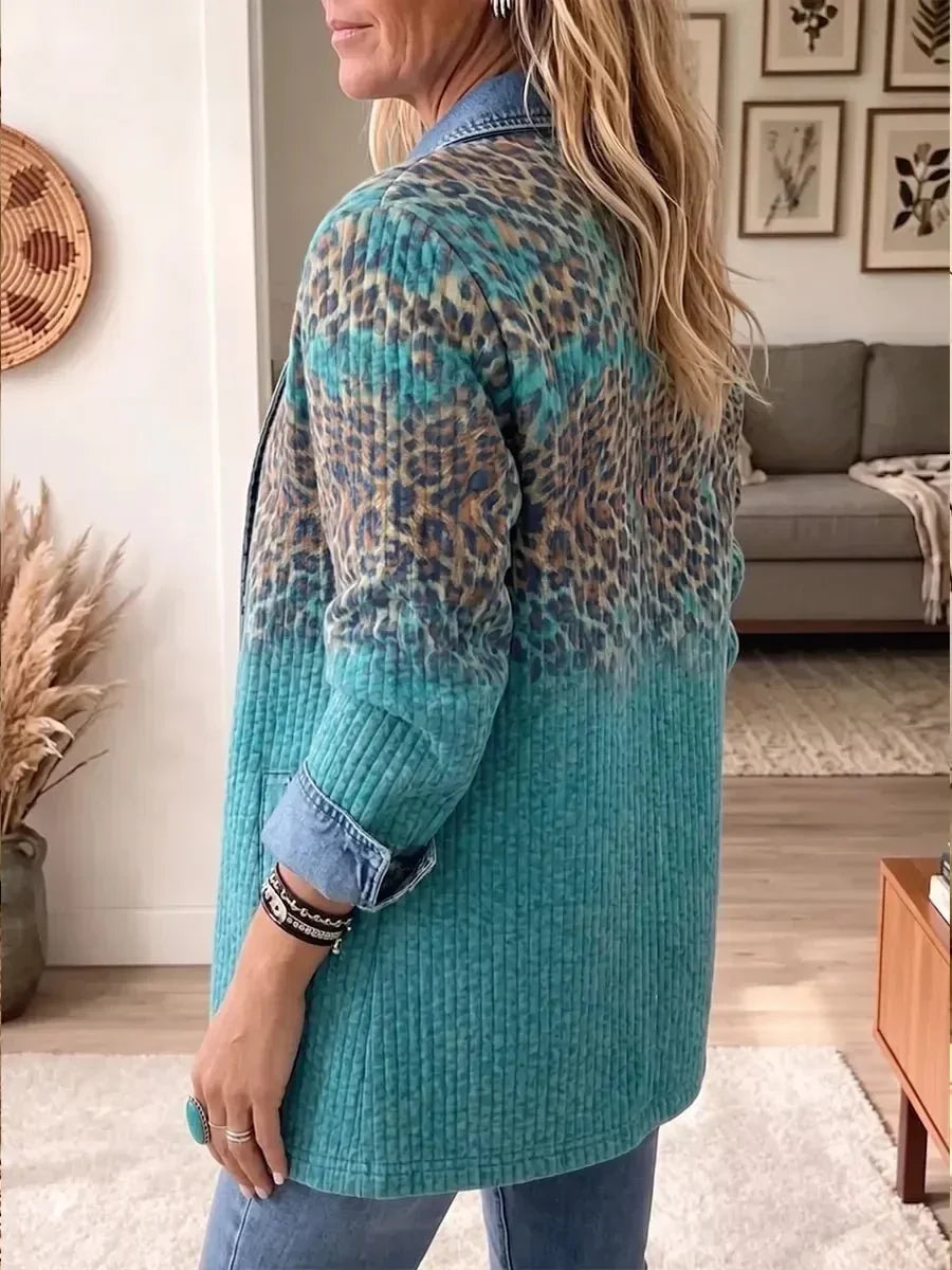 Olivia | Vintage Leopard-Print Denim Jacket