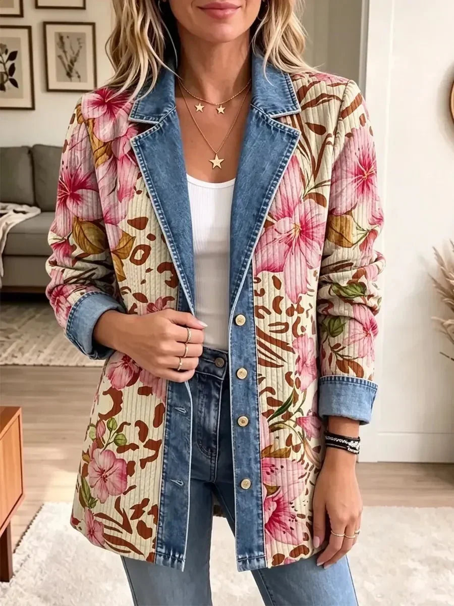 Luna | Retro Floral Leopard-Print Jacket