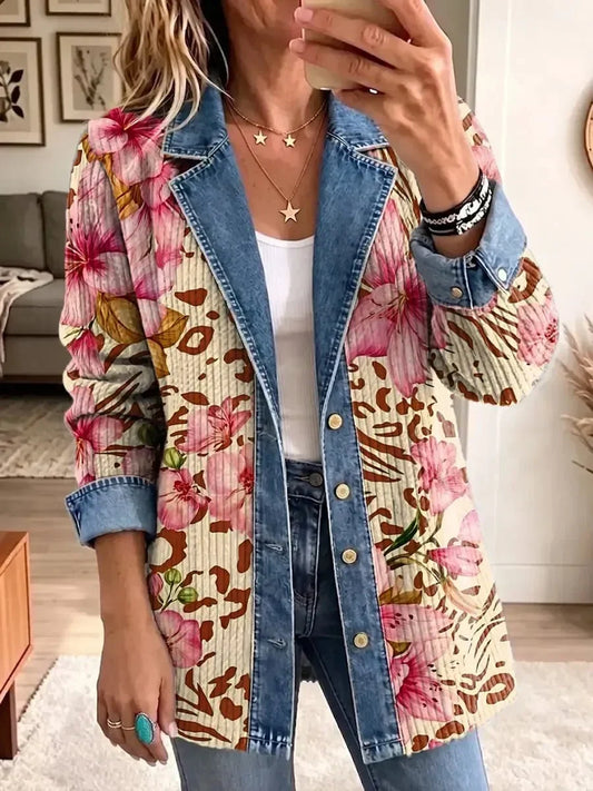 Luna | Retro Floral Leopard-Print Jacket