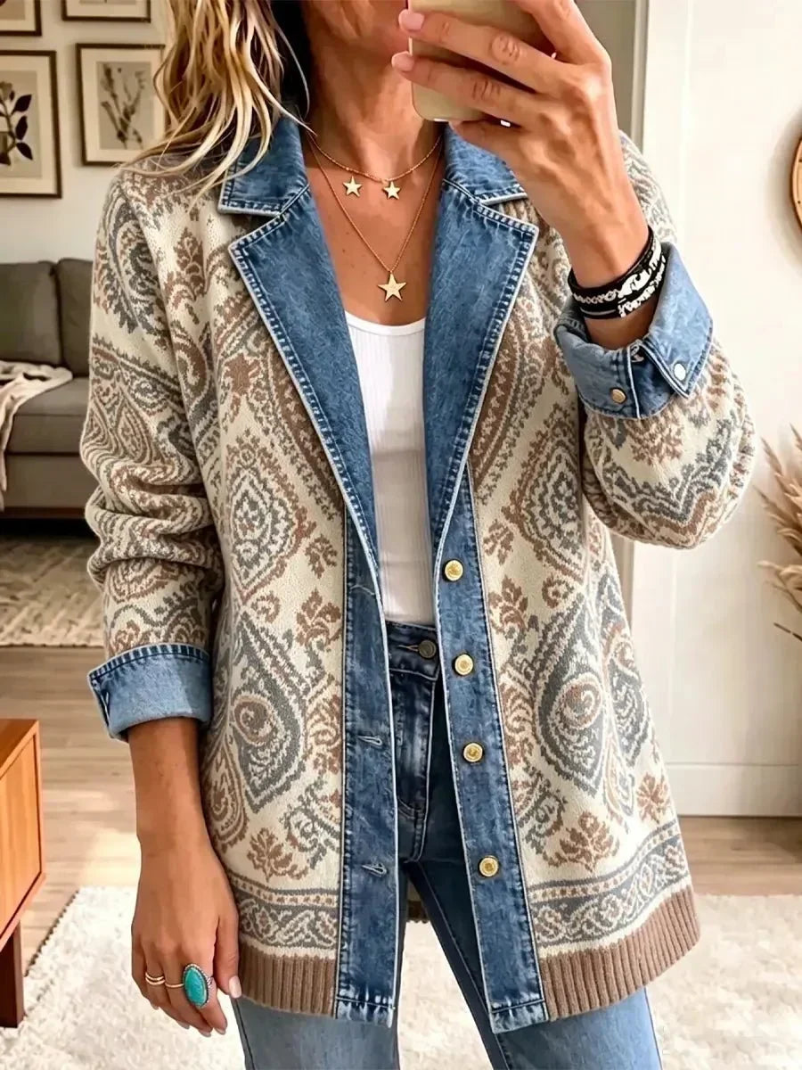 Amelia | Retro Boho Patchwork Denim Jacket