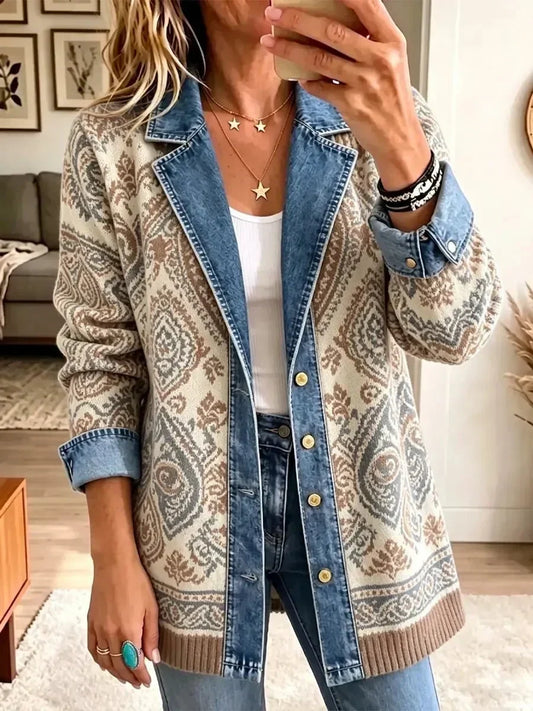Amelia | Retro Boho Patchwork Denim Jacket
