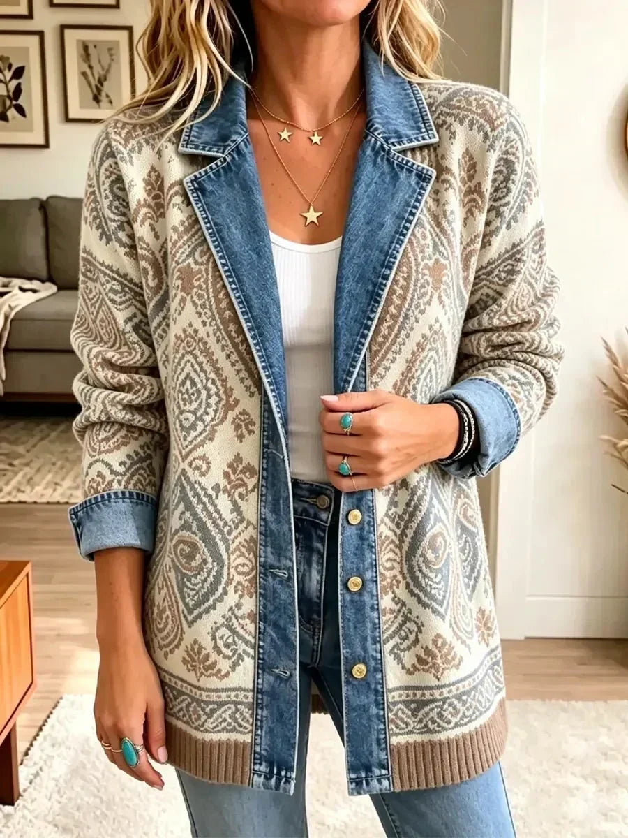 Amelia | Retro Boho Patchwork Denim Jacket