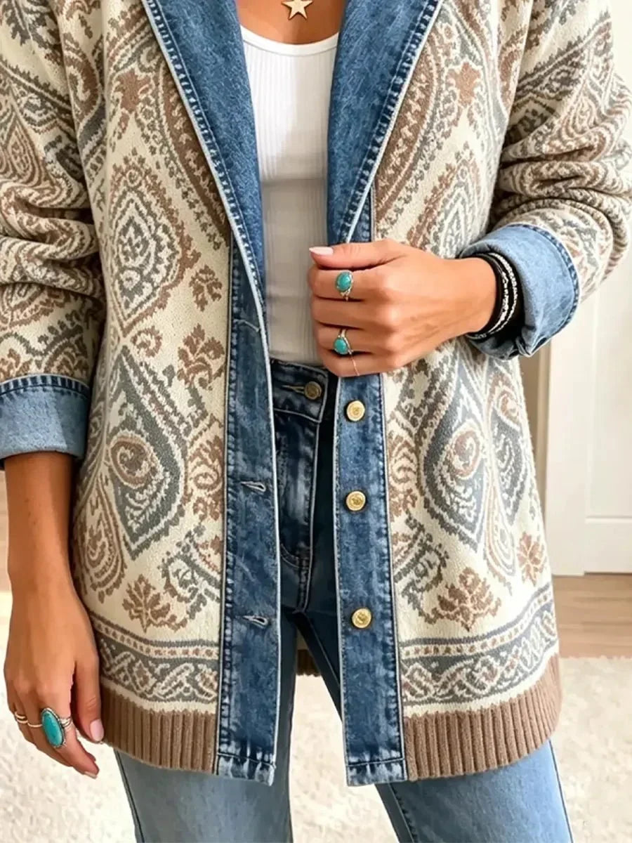 Amelia | Retro Boho Patchwork Denim Jacket