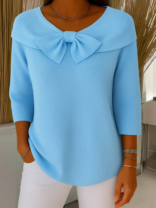 Sandra | Ribbed Sweater with Bow Detail