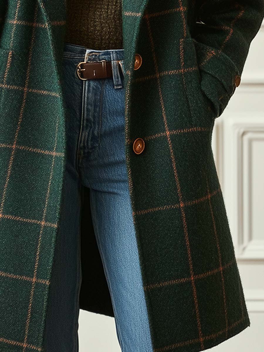Paige | Plaid Wool-Blend Lapel Coat