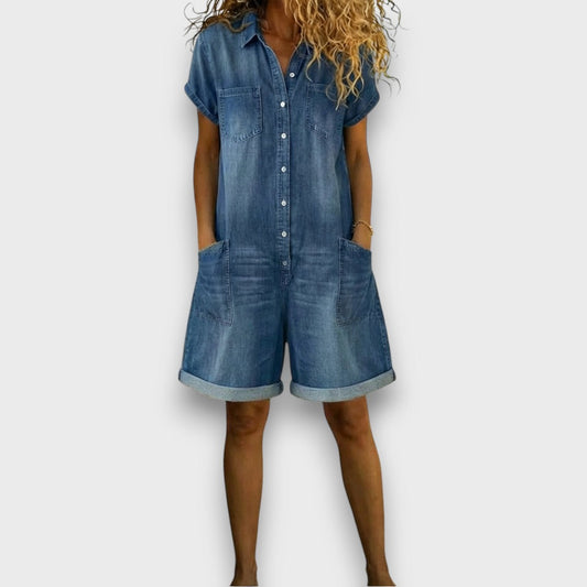 Clara | Vintage Denim-Look Romper