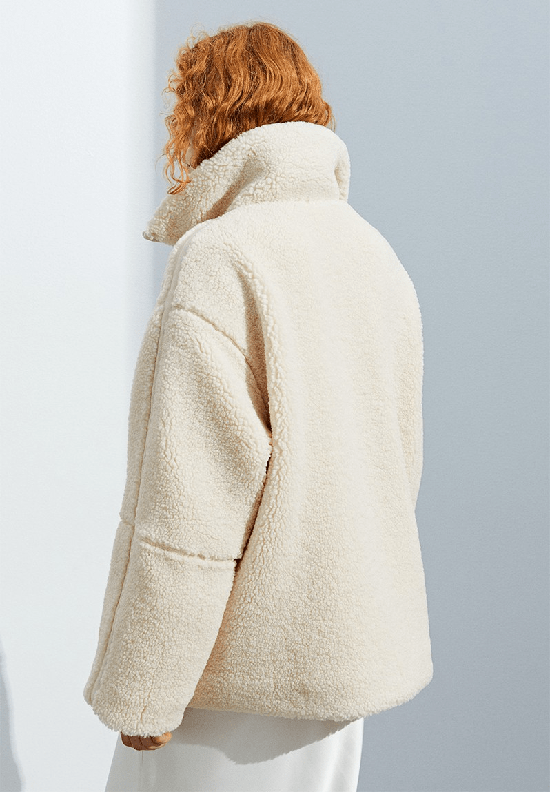 Amanda | Oversized Teddy Jacket with Stand Collar