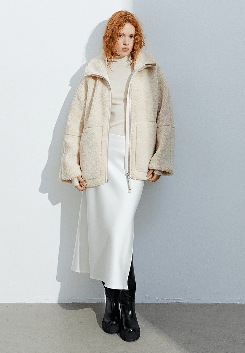 Amanda | Oversized Teddy Jacket with Stand Collar