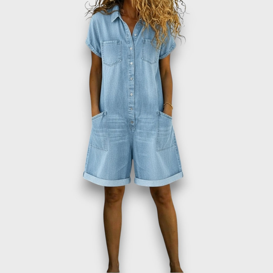 Clara | Vintage Denim-Look Romper