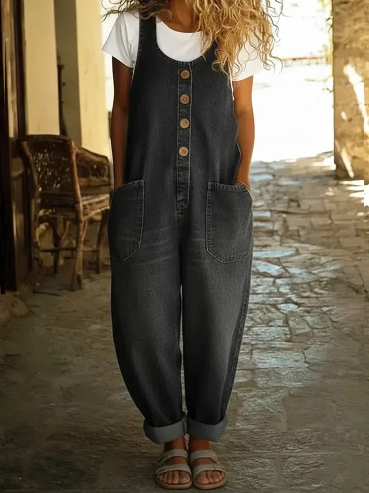 Chloe | Vintage-Wash Denim Jumpsuit