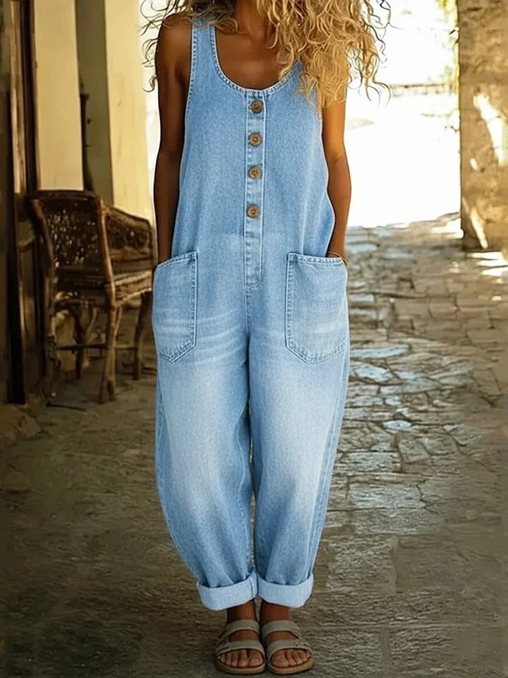 Chloe | Vintage-Wash Denim Jumpsuit